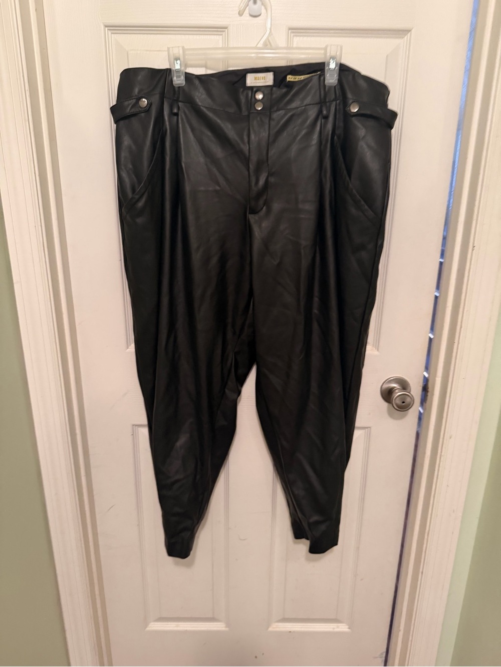 Anthropologie Black Faux Leather Pants